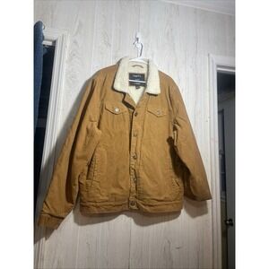 Corduroy Brown Jacket Men  Xl Button Up Collared, Pockets Cotton